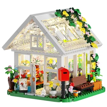 BuildMoc Цвете къща Набор от градивни блокове за почивка, с идеята за лесно отварящи дома, архитектура, хижа, тухлена играчка за деца, подарък за рожден Ден