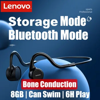Оригинални Lenovo X5 Безжични Bluetooth Слушалки Костна Проводимост Стерео IPX8 Водоустойчив с Микрофон Може да Плува 8 GB Памет