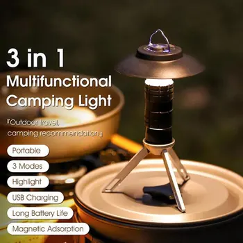 Многофункционален акумулаторна лампа за къмпинг, преносим фенер за къмпинг, аварийно осветление, окачен лампа за палатка, мощна работна лампа