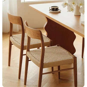 Реколта плетени столове от масивно дърво С облегалка За домакинство, Антични ресторанная мебели, Стол за почивка, Въженият стол, стол за хранене