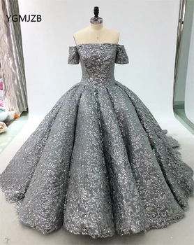 Луксозно Блестящо Сватбена рокля, Бална рокля 2022, Ръкави, с отворени рамене, Пищната Пола с Дълъг Влак, арабско Сватбена рокля Vestidos De Noiva