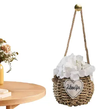 Изкуствени цветя Подвесная кошница Пролетта кошници с цветя през Пролетта добре дошли знак Селска къща Изкуствени цветя, Сватбена декорация за дома