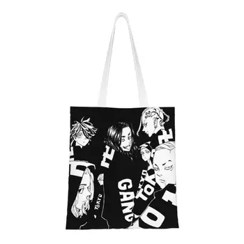 Чанти за пазаруване Tokyo Revengers Toman Gang, холщовая чанта за пазаруване, чанта-тоут Manji Гангстер, аниме, манга, чанта