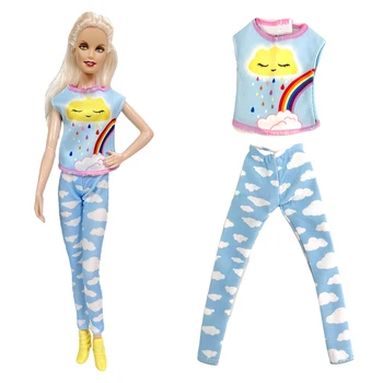 1 Комплект дрехи за кукли, розова риза, сини панталони, панталони, ежедневни облекла 1/6 BJD, дрехи за Барби кукли, аксесоари, Играчки