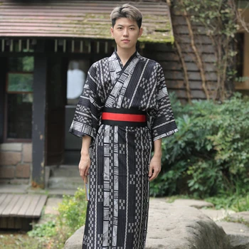 Мъжки японското кимоно Ютакта, реколта дрехи за cosplay, самурай, японски традиционни дрехи, мъжка жилетка в стил харадзюку