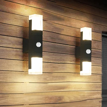 BEIAIDI Външен Led монтиран на стената Лампа С Датчик за Движение Водоустойчив Акрилни Градински Лампа За Преминаване На Верандата на Вила, Хотел Външни Стенни Аплици