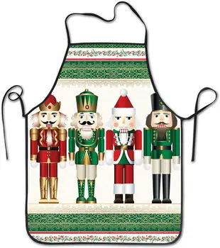 Colorful коледа зелена престилка Дядо Коледа в ретро стил, Кулинария, готвач, Работилница, Жени, Мъже, възрастни, момичета, малки Деца, печене, барбекю, барбекю, кухня, парти