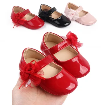 Ежедневни детски обувки за деца с цветен модел, нескользящая каучукови обувки с мека подметка, от изкуствена кожа, за бебета, декорация във формата на banta, Mary Janes, Директна доставка