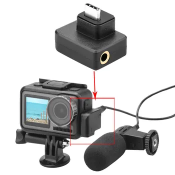 Микрофона и 3.5 мм/USB-C Адаптер за DJI OSMO Action Audio Външно Закрепване за микрофон 3,5 мм Аксесоари за екшън камери dji osmo