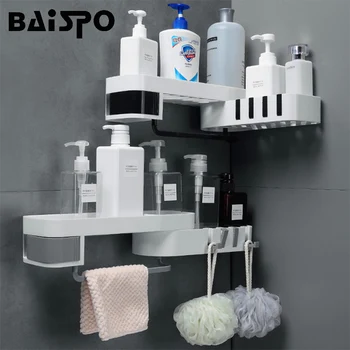 Креативна полк за баня BAISPO, въртяща се етажерка за съхранение в тоалетната, кухненски органайзер за дома с плетива, аксесоари за баня