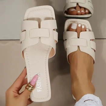 Дамски чехли, новост лятото 2023, нескользящие улични плажни сандали с отворени пръсти, чубрица модерен дизайнерски джапанки, дамски обувки