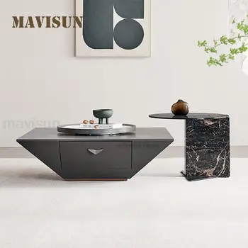 Модерен минималистичен черен квадратен Плот С чекмедже за съхранение, мат каменна лента, Дъска, мебели за хола, Комбинация масички