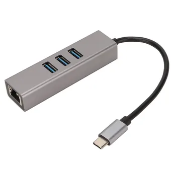 USB C Хъб USB C към адаптер RJ-45 5 Gbit/с Щепсела и да играе USB-зарядно устройство за Windows OS X за Linux Сребристо-Сив гореща