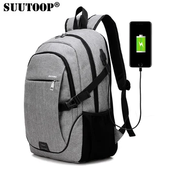 2023 Лаптоп USB Зареждане Мъжки платно раница за пътуване, училище раница за тийнейджъри, ежедневни мъжки чанти