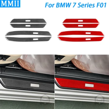 За BMW 7 серия F01 2009-14, карбоновое влакна, тампон на прага на двете странични врати, аксесоари за украса на интериора на колата стикер