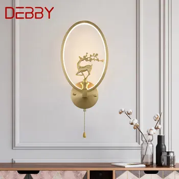 Стенен лампа DEBBY в китайски стил, led златното винтажное латунное творческа халба бира с елени за дома, хол, спалня, кабинет, Интериор