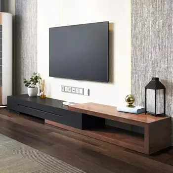 Модерен сгъваем шкаф за телевизор, Дървени медии-конзола за tv с диагонал на екрана до 70 см с 2 чекмеджета, Напълно Спокойна, Реверсивная поставка, 78,7 инча