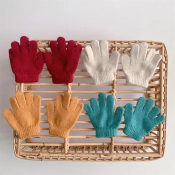 Зимни топли ръкавици за деца от 1-5 години, сладък обикновена възли ръкавици за момчета и момичета, детски зимни ръкавици за игри на открито
