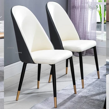 Индивидуален скандинавски лесен Луксозен стол за хранене, постмодернистский стол за преговори в домашна трапезария, стол с кожена облегалка, Мебели за почивка