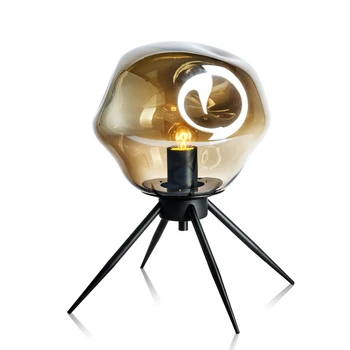 Настолна лампа от скандинавския стъкло за спални, работен плот, цветни творчески метални настолни лампи, Безплатна доставка, Крушки E27, осветителни тела