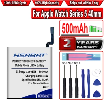 Батерия за часовник HSABAT 500 ма за Apple Watch Серия 5 40 мм 44 мм A2277 A2181