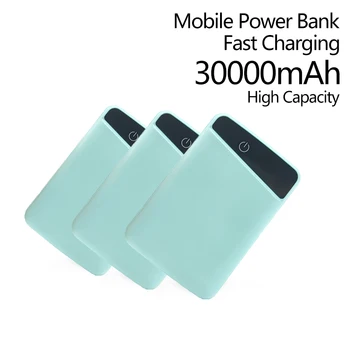 Новият портативен цифров батерия с бързо зареждане капацитет 30000mAh, двойно USB-банката на хранене, за мобилни телефони iPhone Xiaomi и Samsung