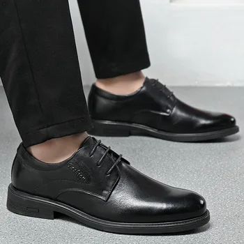 BCEBYL/нови модни мъжки тънки обувки от телешка кожа, официална мъжки кожени обувки дантела, кожа ежедневни спортни мъжки обувки, мъжки обувки
