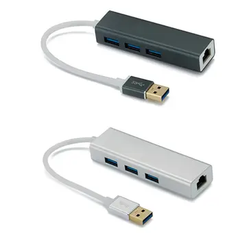 3-Портов хъб USB 3.0, мрежов адаптер Gigabit Ethernet, интерфейс RJ-45 за преносими КОМПЮТРИ, карта lan 10/100/1000 м, мрежов кабел конвертор