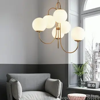 Модерен Бял стъклен окачен лампа с шариковым led гума заобикаля, за хол, спалня, подвесного лампа, осветление на кухнята, ресторанта
