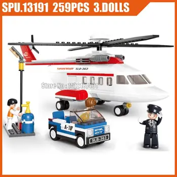 0363 259шт Авиационен Частен Хеликоптер, Въздушен Автобус, Самолет Транспортен Самолет Строителни Блокове 3 Кукла Играчка