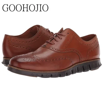 Нова марка мъжки официалната бизнес обувки с дърворезба, мъжки офис обувки на равна подметка, Оксфорд дишащи обувки за парти, годишнина от сватбата