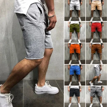 Мъжки къси панталони за кроссфита в домашния фитнес зала, див Стил, обикновена Скъсани спортни къси Панталони, Шорти за бягане, 10 цвята