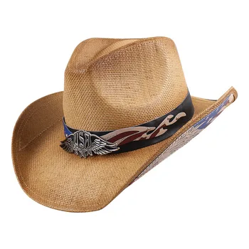 Новата реколта ковбойская шапка с бродерия в западен стил за мъже и жени, Панама, сламена шапка от слънцето, елегантната джаз шапка за пастушки, сомбреро