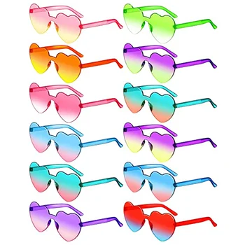 2023 Жените обичат слънчеви очила във формата на сърце за партита, Реколта дамски слънчеви очила с UV400 цветове без рамки, Дамски слънчеви Очила