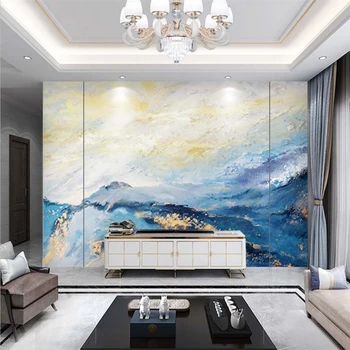 beibehang Индивидуални 3D тапети абстрактна креативна и светла луксозни стенни живопис на художника за хола декорация на дома, синьо фотообои