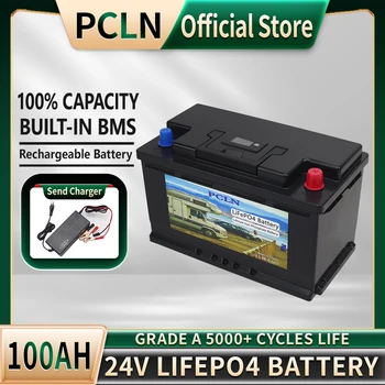 Акумулаторна батерия LiFePO4 24V 100Ah, вградени литиево-железен фосфат елементи на BMS за подмяна на по-голямата част резервно копие на източник за домашно съхранение на енергия