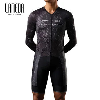 LAMEDA, мъжка велосипедна фланелка, пътен велосипеден гащеризон, едно парче удобен дишаща костюм, професионално монтиране пролетно-летен гащеризон с дълъг ръкав