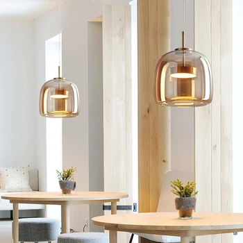 Модерна led стъклен полилей Блясък Висящи лампи Home Decor Висящи лампи в скандинавски стил за спални