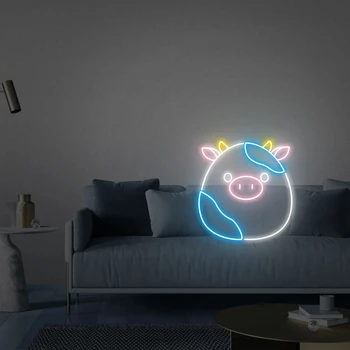 Неонова реклама с Сладурско Cow захранва от USB за декор на стаята, led неонова лампа с регулируема яркост, лека нощ за детски стаи, стенно изкуство, подарък за рожден Ден